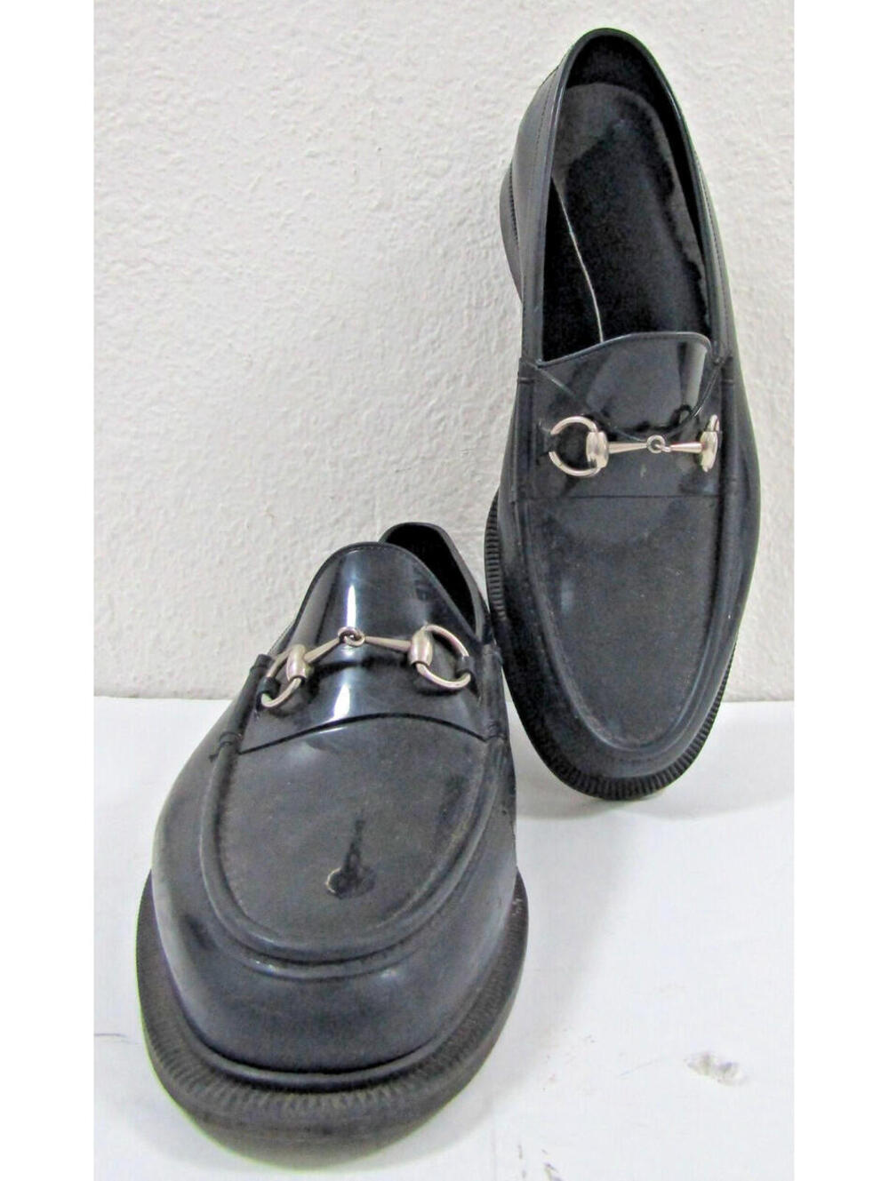 Gucci Rubber Black Loafers Silver Horsebit Gucci Size 10 US Size 10  1/2